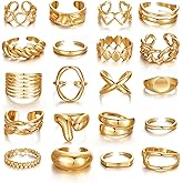 KISS WIFE Goldenen Silvery Black Kunckle Rings Set for Women, Dainty Simple Trendy Cute Stackable Finger Rings Pack, Perfect for Stacking Layering on Thumb and Knuckle, Mixed Size, Jewelry Gift