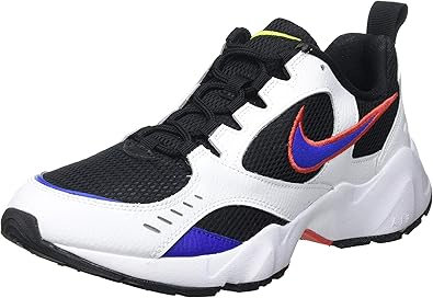 nike white and black air heights trainers