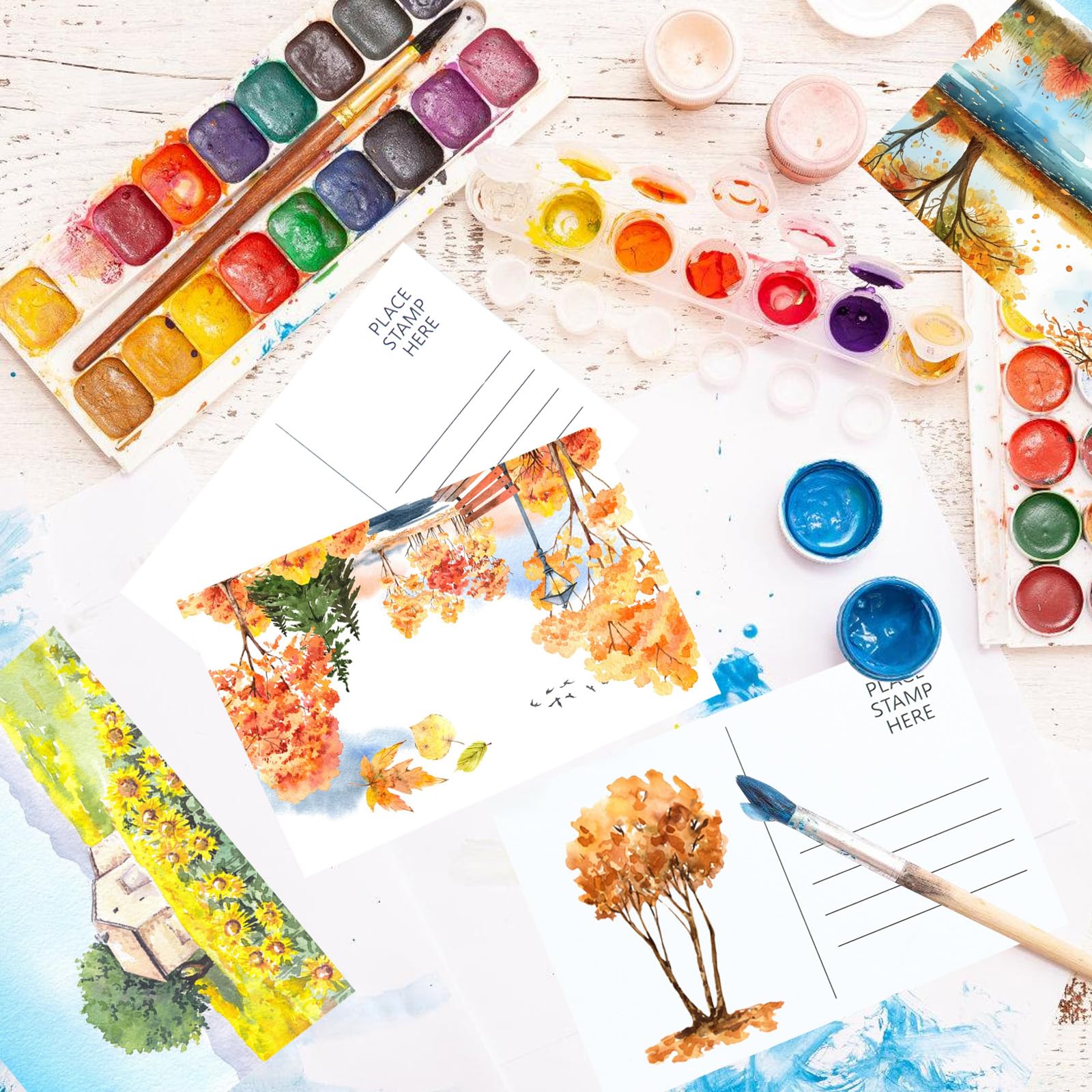 CXIIPOL 100 Sheets Watercolor Paper Postcards 4x6 Inch, 140 lb/300 GSM 100％ Pure Cotton Watercolor Paper Blank Postcards for Art Painting Creative Thank Notes, Mailing, Painting Gift Cards