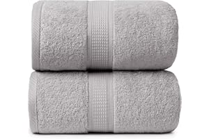 Ariv Premium Jumbo Bath Towels Pack of 2, Beach Towel, Extra-Large Bath Sheets, 100% Cotton, Super Soft, Highly Absorbent, Quick Dry, Durable, Great Value, Perfect for Home & Bathroom - Platinum