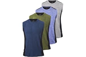 Vislivin Men's 4 Pack Tank Tops Sleeveless Workout Quick Dry Shirts Gym Muscle Shirts Athletic Bodybuilding Tee