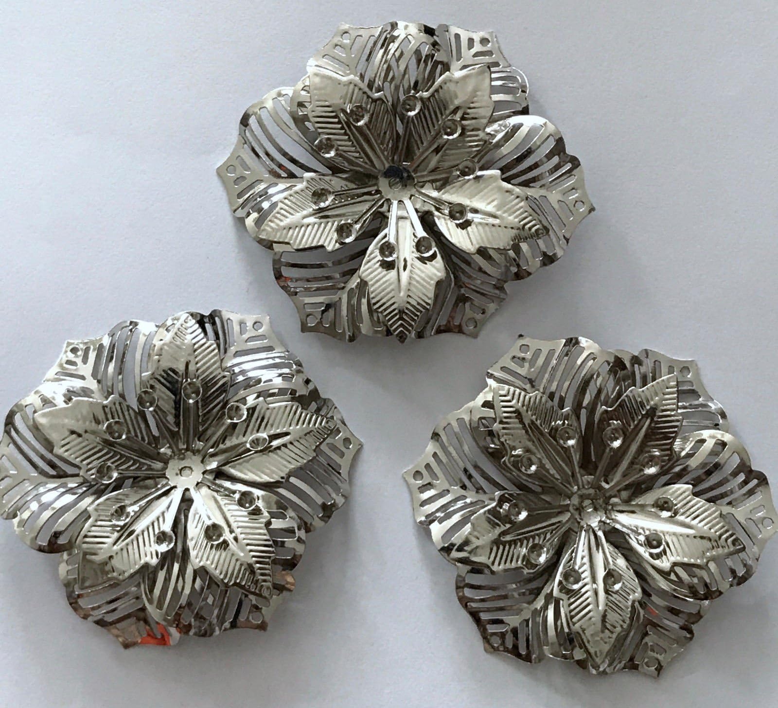 10 pcs Flower Silver Embellishment Scrapbooking Paper Metal Filigree Stamping Lace Floral
