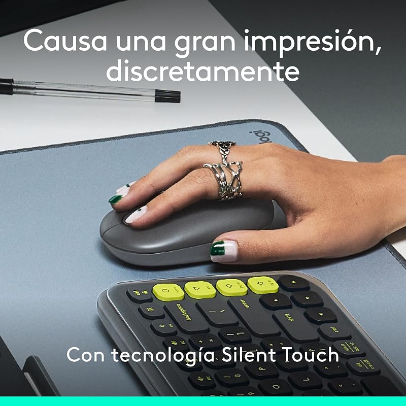 Logitech POP Mouse, mouse Bluetooth sem fio compacto e portátil com botões programáveis e cliques discretos, tecnologia Easy-Switch para alternar até 3 dispositivos, laptop, tablet, PC- Grafite