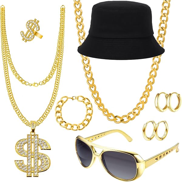 Amazon.com: Yinkin 3 Pcs 80s 90s Hip Hop Costume Set African  display picture 3
