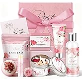Gifts for Women, Birthday Gifts for Women, Bath and Body Gift Basket Mothers Day Gifts, Rose Home Spa Set Self Care Gift, Thank You for Mom Sister Her Teacher Friends Friendship
