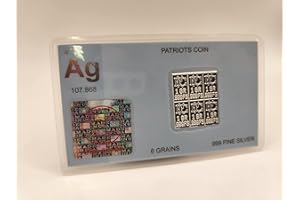 PATRIOTS COIN 6 One Grain Pure Silver Bars .999 Fine Silver