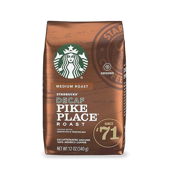 STARBUCKS DECAF GROUND COFFEE — PIKE PLACE ROAST — 100% ARABICA — 1 BAG (12 OZ.)