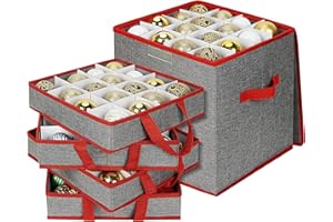 HOTOOLME Christmas Ornament Storage Box with Dividers, 5 Separate Trays, Holds up 64 Xmas Ball, Large Ornament Storage Container for Holiday Ornaments Xmas Decorations