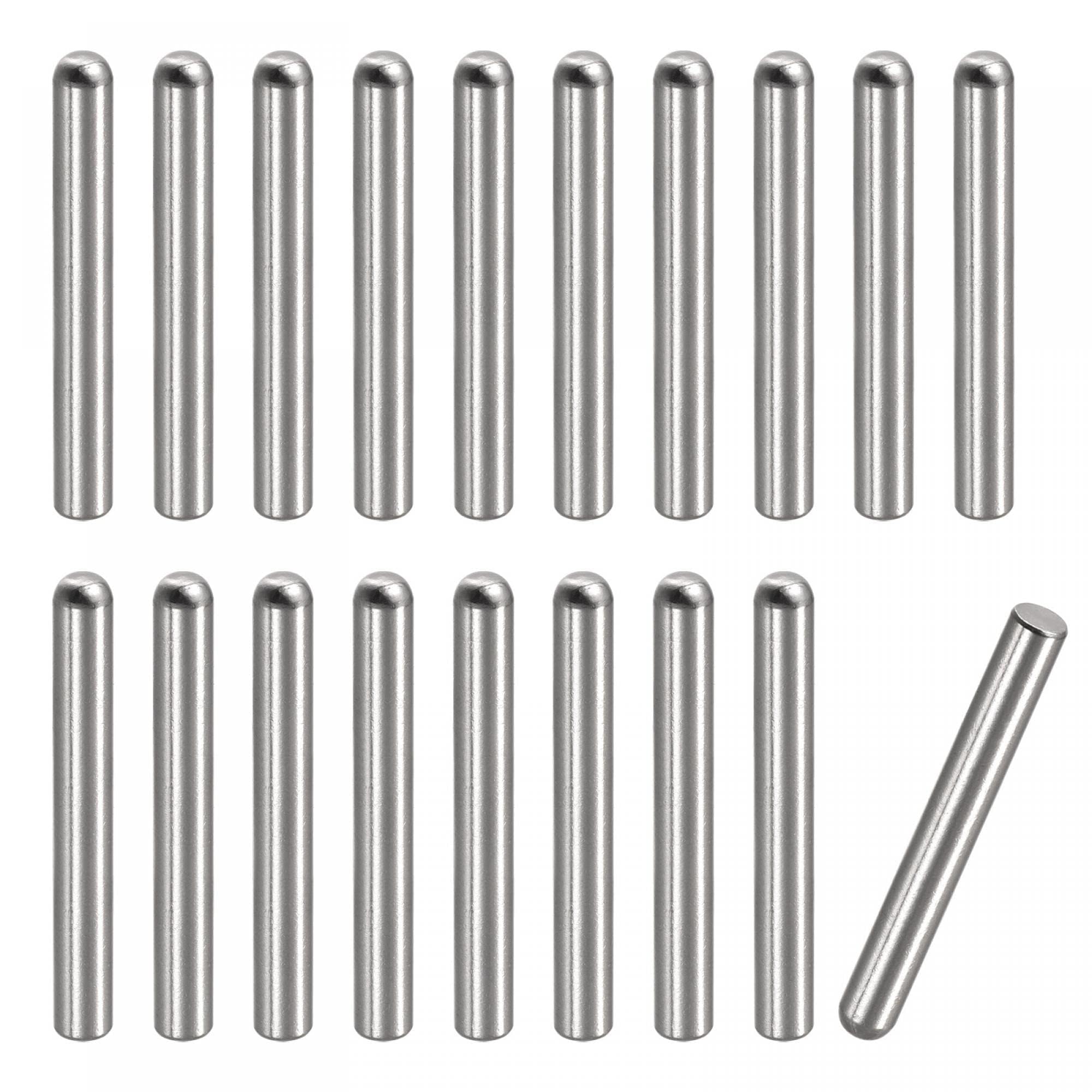 TOP-VIGOR 20Pcs 5mm x 40mm Dowel Pins, 304 Stainless Steel Round Head Flat Chamfered End Shelf Pegs Support Fasten Elements Silver Tone