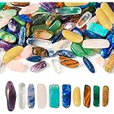 Boutigem 100Pcs Natural Gemstone Nuggets Beads Irregular Teardrop Stone Beads Top Drilled Gemstone Chip Bead Gemstone Healing Crystal Loose Bead for Women DIY Craft Necklace Jewelry Making