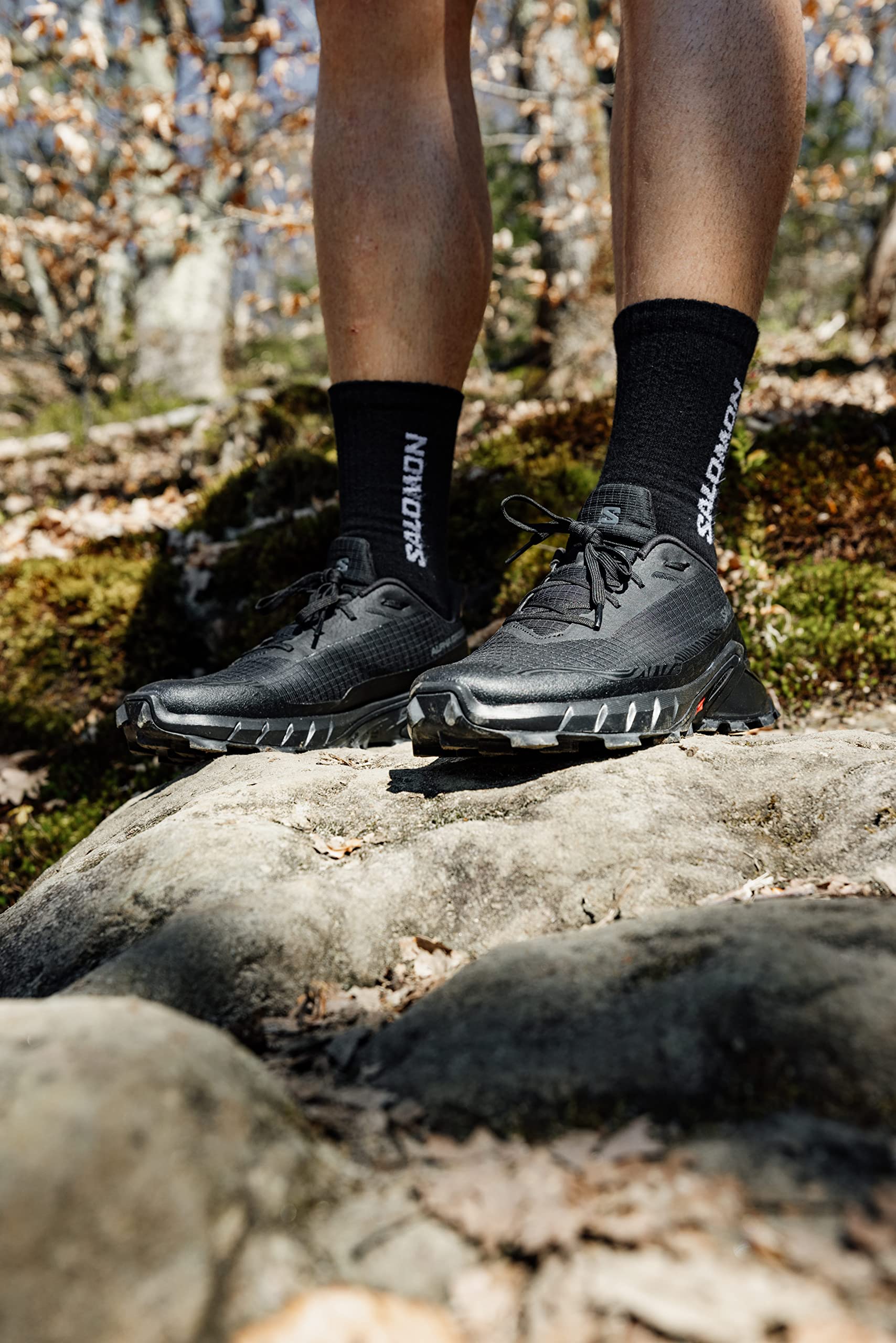 Salomon Alphacross 5 Herren Trail-Laufschuhe, Starker Grip, Anhaltender Komfort, Vielseitige Performance, Black, 44 2/3 3