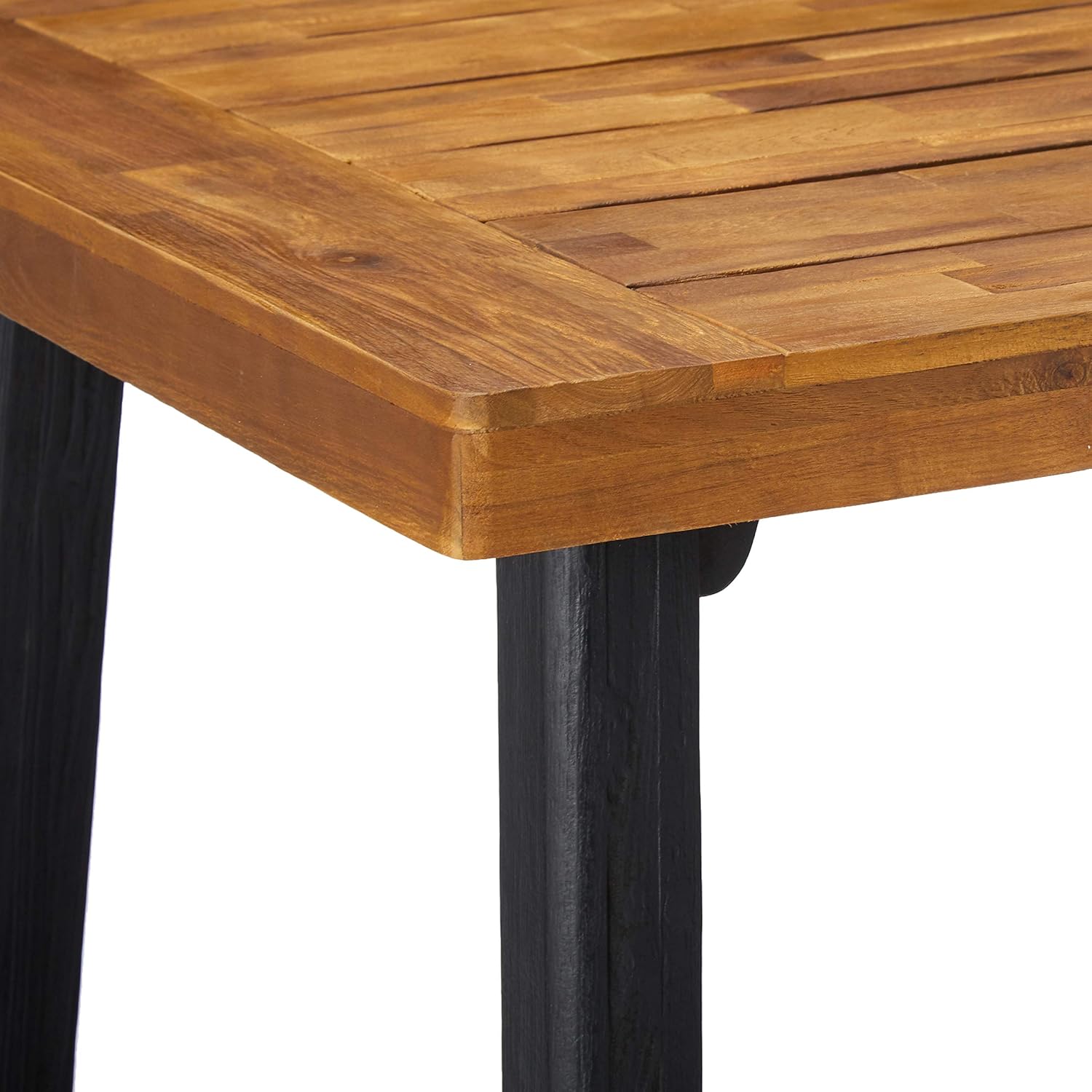 Great Deal Furniture Toby Outdoor Acacia Wood Dining Table, Sandblast Teak Finish and Black : Garden & Outdoor