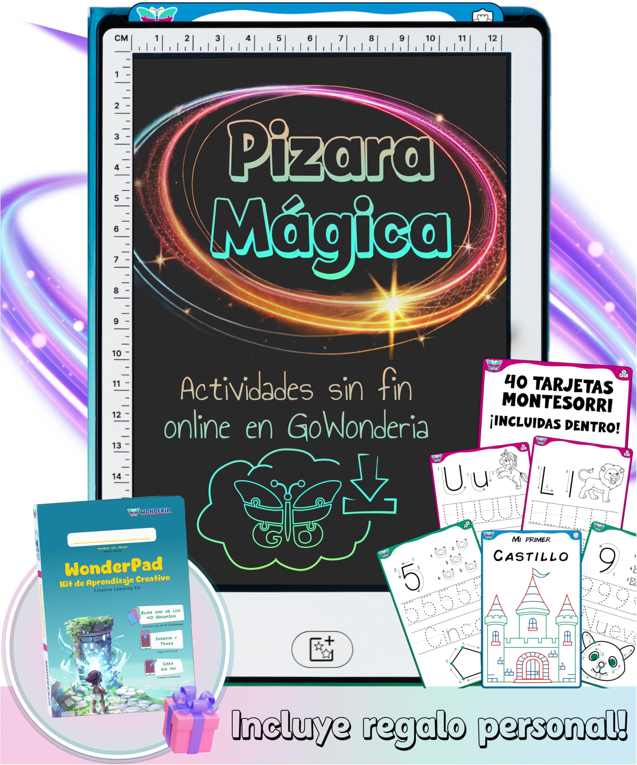 WonderPad – 8.5” Magic Tracing Tablet with Transparent Screen & 40 Montessori Cards | STEAM Learning Toy for Children Ages 4–10 | Trace, Create & Explore | Fun for Home & Travel — image 1