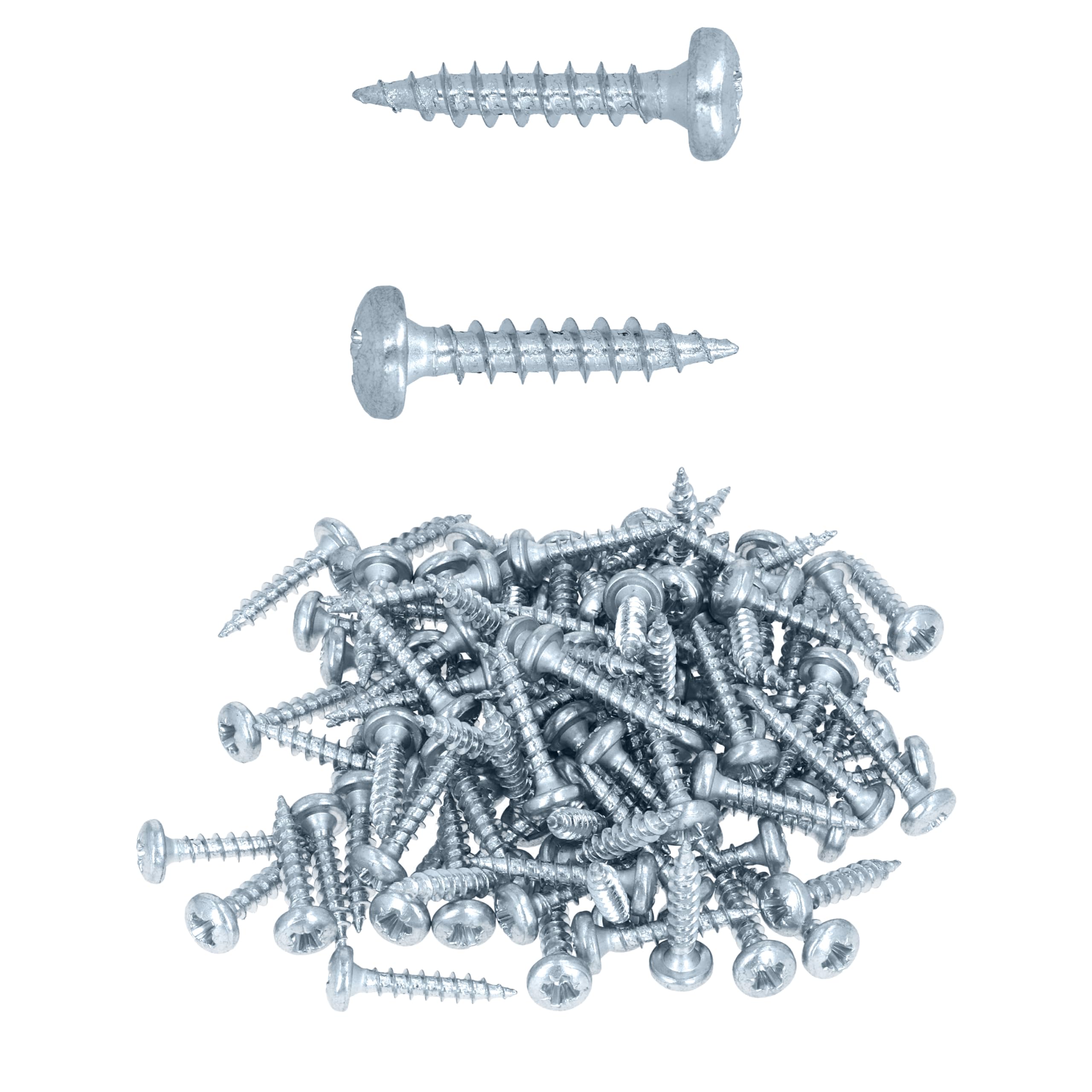HELPMATE - Wood Connector Screws 4.0 x 20 Galvanised - Pack of 100 Universal Screws with PZ2 Drive and Full Thread - For Attaching Fittings to Wood