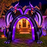 10FT Halloween Inflatable Dragon Archway, Double Headed Walk Through Decor | Giant Walk-through Entrance • Glowing Red Eyes • Built-in LED Lights • Waterproof Fabric • Fast Setup