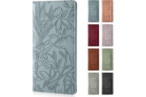 Pisypox Checkbook Cover for Personal Checkbook，Soft PU leather with a detailed embossed flower pattern，with Pen Holder & Built-in Clear Plastic Divider for Duplicate Checks