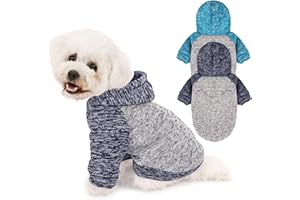 MOIRIG Dog Sweater, Dog Sweaters for Small Dogs, 2, 3 Pack Warm Soft Pet Clothes for Puppy, Medium Large Cat, Dogs Girl or Boy, Dog Shirt for Winter Christmas (Hoodie Grey,Navy+Grey,Blue, X-Small)