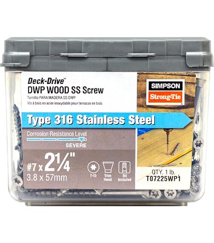 200) Stainless Steel Torx Flat Trim Head 7 x 2-1/4 Wood Screw Type