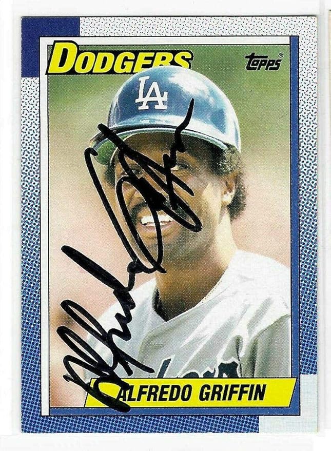 Alfredo Griffin Signed 1990 Topps Card 643 Los Angeles Angels