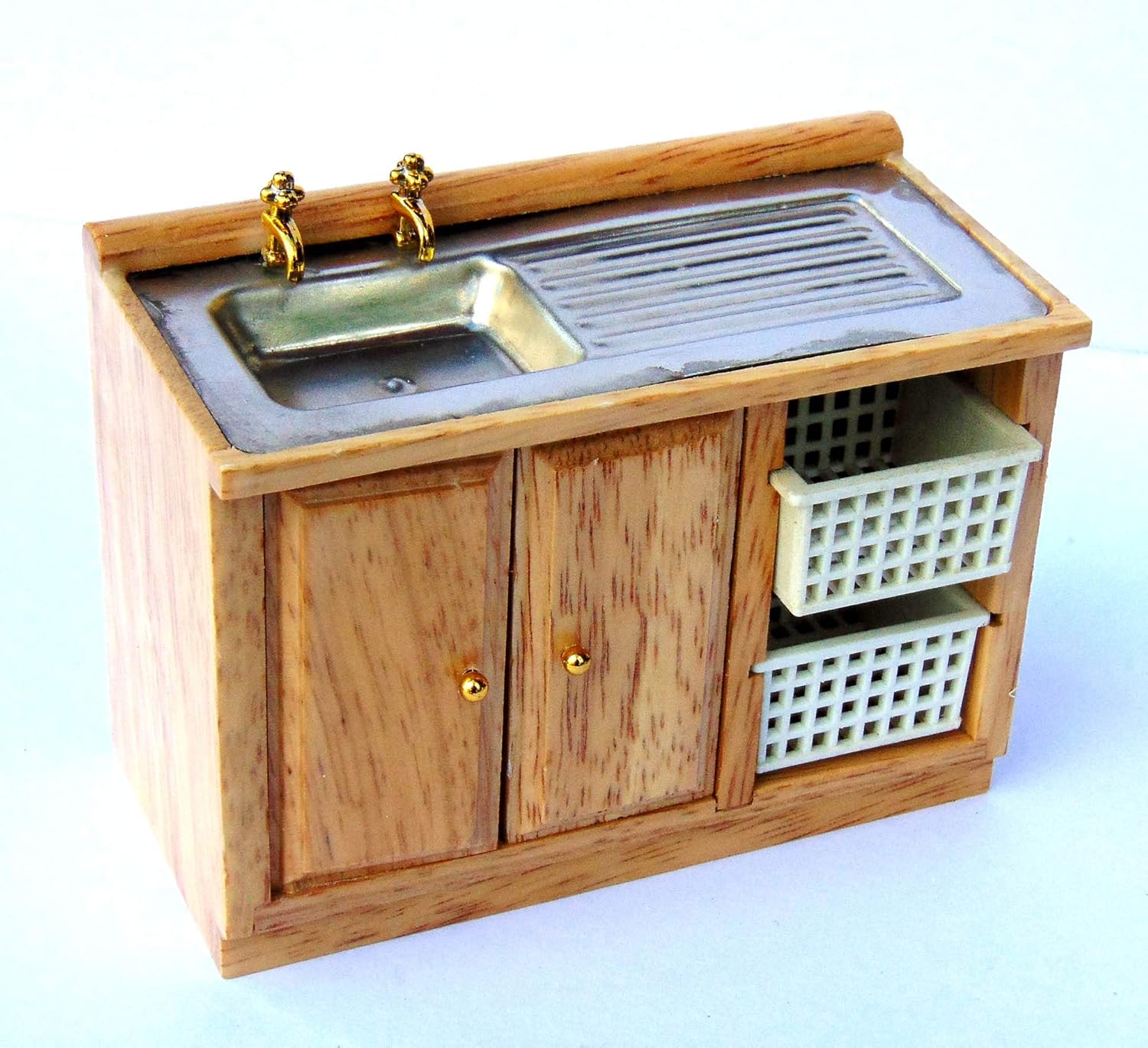 Tumdee Miniatures Dolls House Pine Sink Unit With Baskets DF937 Amazon