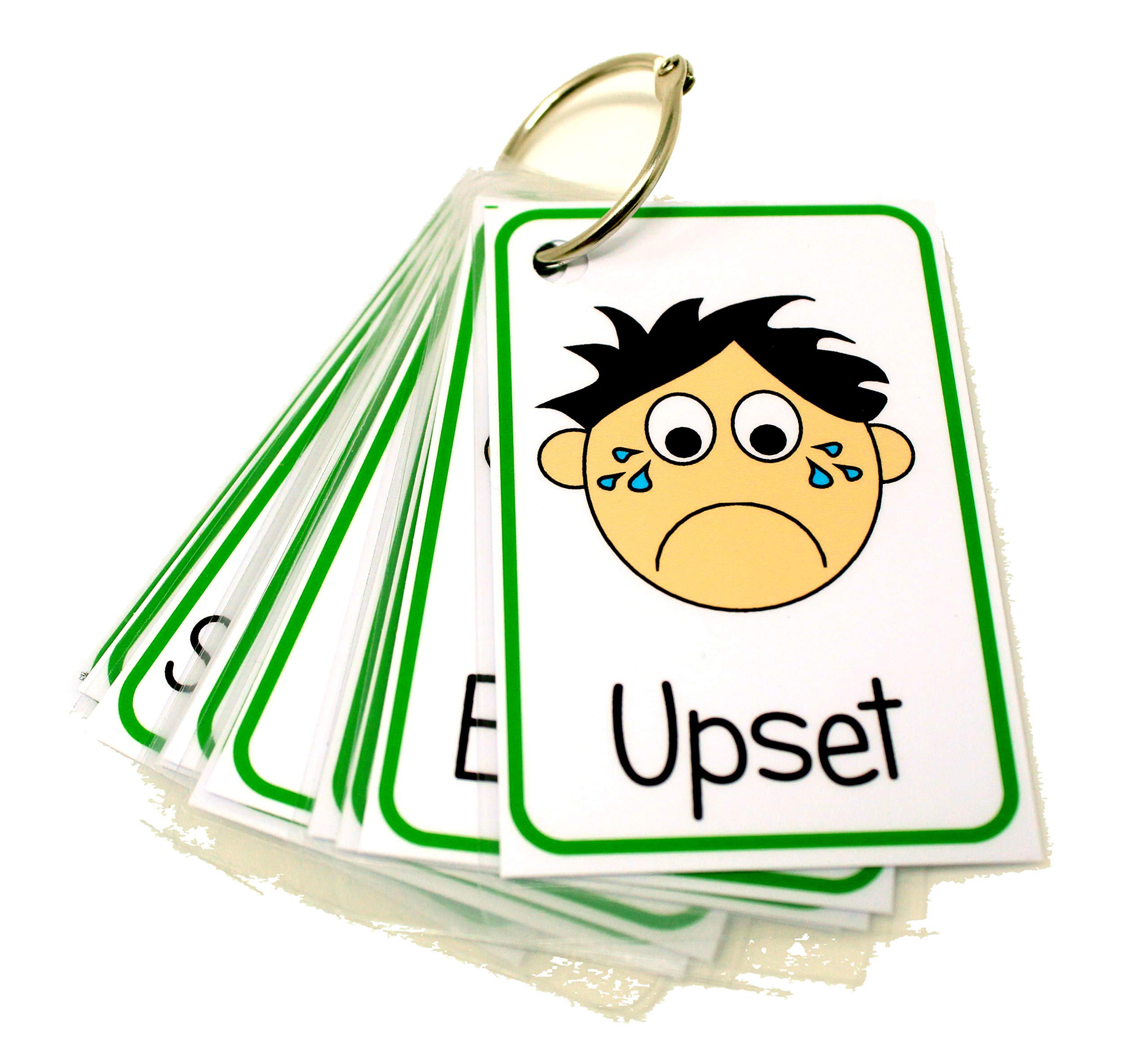 Feelings and Emotions Flash Cards Boys - Non Verbal Visual Aid Speech Delay for Children and adults with Autism, Special Needs ASD ADHD