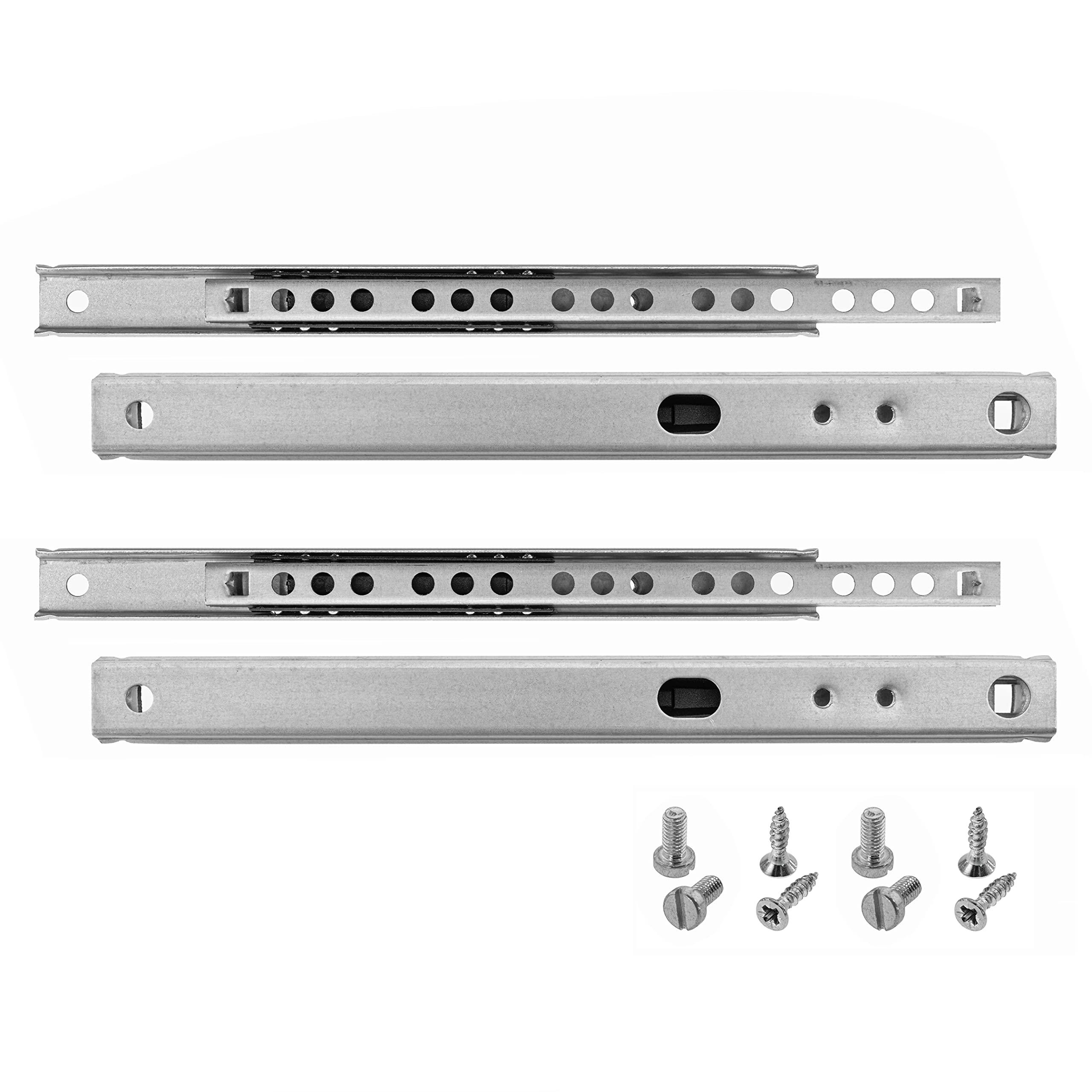 HELPMATE Nut Drawer Slide 17 mm Length 182 mm 2 Pairs 4-Piece Set Ball Bearing Slide Drawer Slide Rail System Drawer Guide Partial Extension Galvanized Steel Silver incl. mounting Hardware