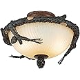 VAXCEL 2L LED Bronze Rustic Pinecone Wood Semi Flush Ceiling Light or Fan Light Kit
