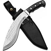 prime damascus Kukri Machete Knife with Sheath Full Tang- Fixed Blade Cool Tool for Bushcraft and Camping- Best Handmade Gift for Men
