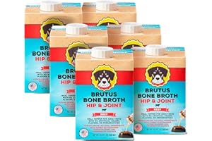 BRUTUS BONE BROTH Brutus Beef Bone Broth for Dogs - All Natural Dog Bone Broth with Chondroitin Glucosamine & Turmeric - Human Grade Dog Food Toppers for Picky Eaters - Tasty & Nutritious 16.9oz (Pack of 6)