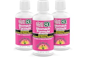 Lily Of The Desert Stomach Formula, Aloe Vera 80 Gel - Concentrated Aloe Vera Juice with Slippery Elm, Chamomile, Peppermint, and Ginger for Gut Health, Heartburn, Acid Reflux, 32 Oz (Pack of 3)