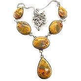 Natural Indonesian Bumble Bee Jasper 925 Solid Sterling Silver Necklace 17 1/2"