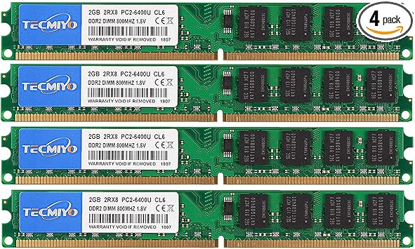 Tecmiyo Ddr2 Ram 8gb Kit 4x2gb Ddr2 800 Pc2 6400 240 Pin Dimm Desktop Memory Ram Modules At Amazon Com