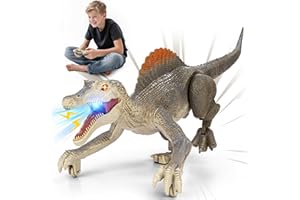 Bokigibi Dinosaur toys, Realistic Remote Control Dinosaur toys for Kids 3-5, 2.4GHZ, Walking, Rechargeable, 3D Eyes Realistic Appearance, 3 Sound Effects, Demo Function, Sturdy Jurassic Toy for kid 3+