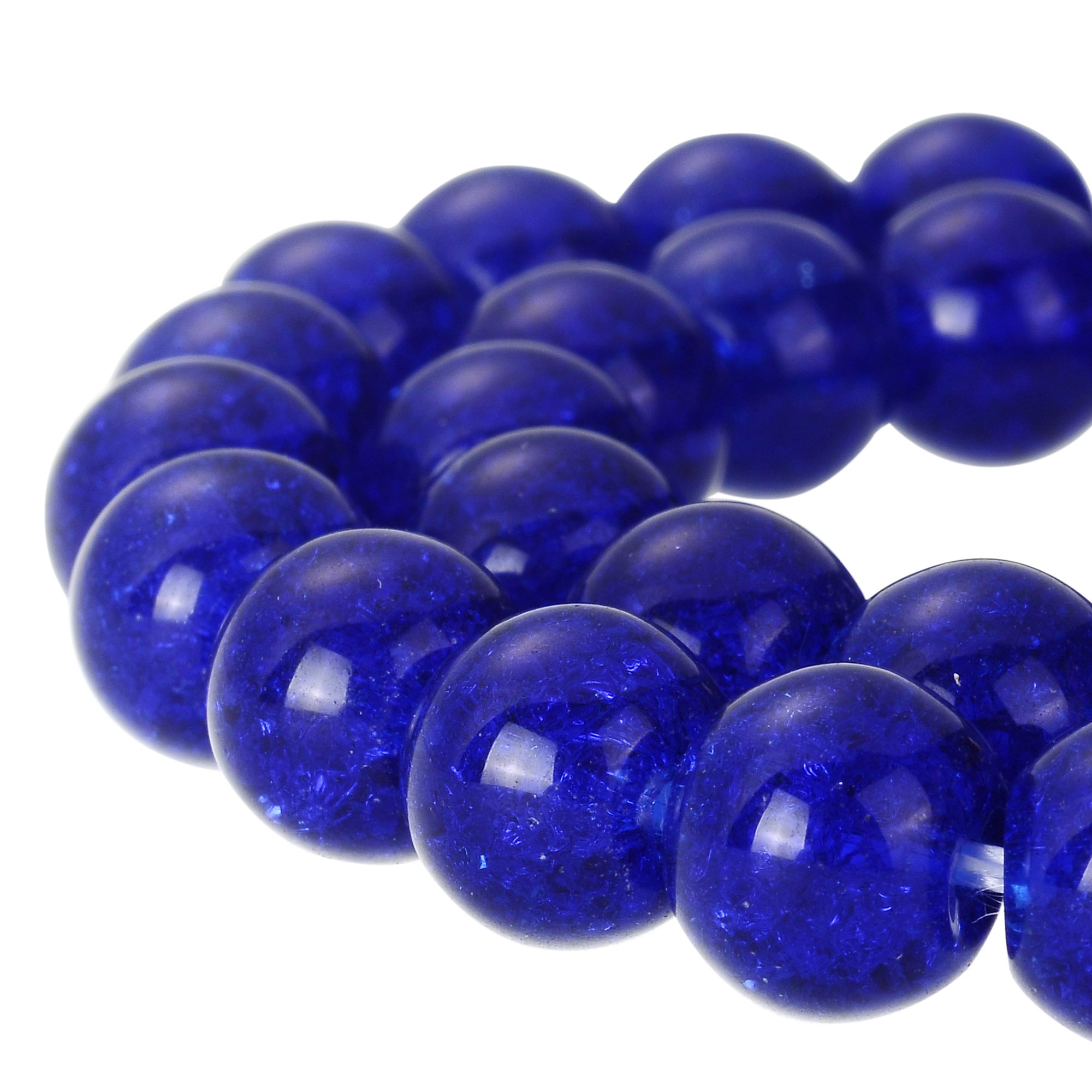 RUBYCA Round Crackle Druk Czech Crystal Pressed Glass Beads for Jewellery Making 6mm Strand (Blue)