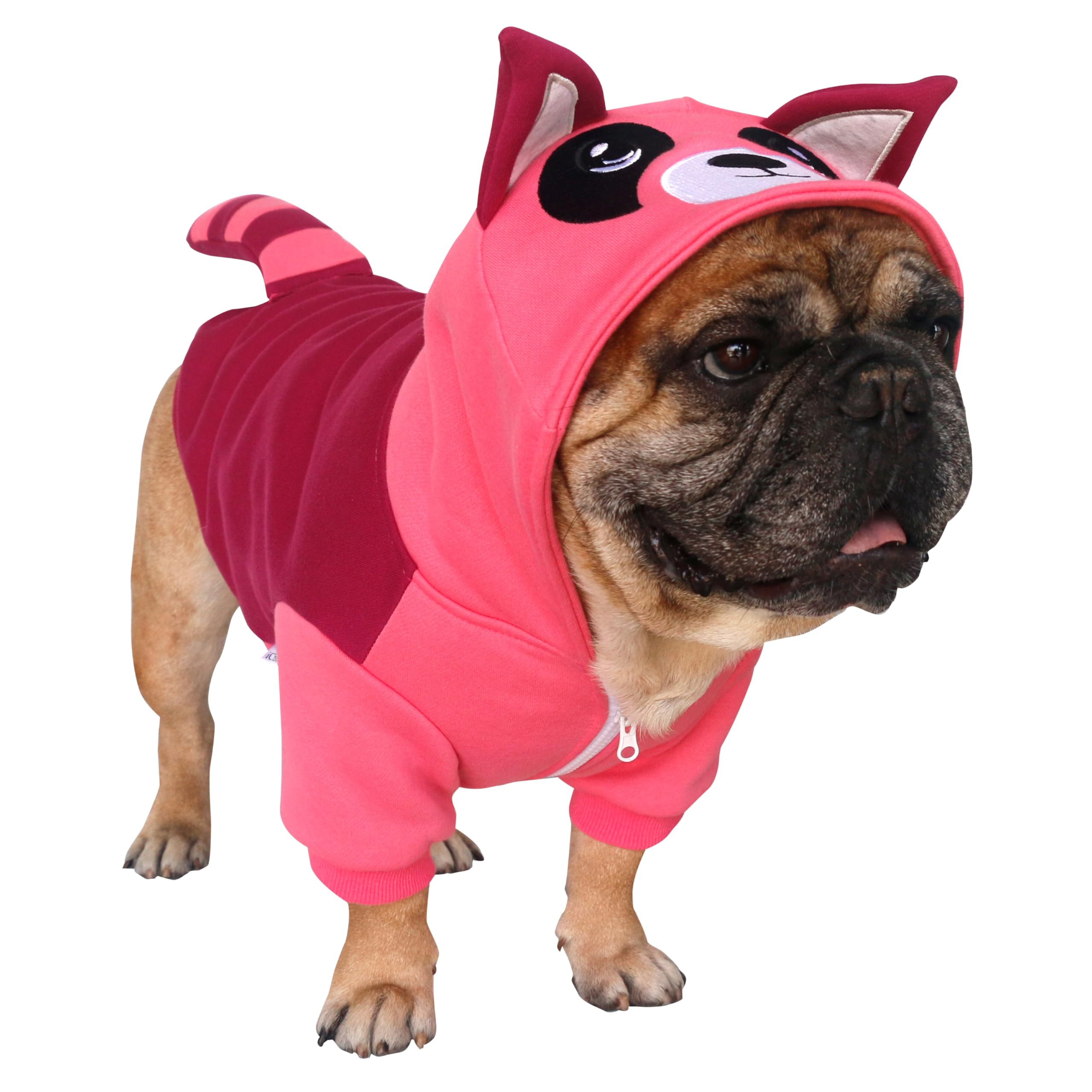 iChoue I am a French Bulldog Raccoon Halloween Costumes Clothes Hoodies for Small Dogs Cold Weather Winter Coats Frenchie English Pug Pitbull Boston Terrier - Red, Medium