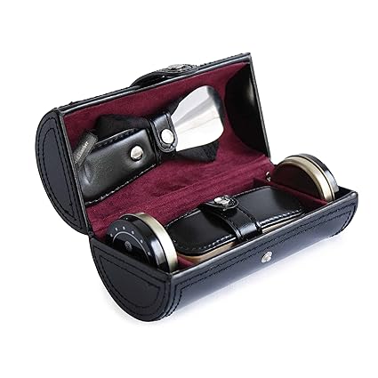 Cordays - Deluxe Set Schuhpflege mit Bürste, Schuhlöffel, Putzlappen, Schuhcreme – Handgefertigt in europäischem Leder Premiu