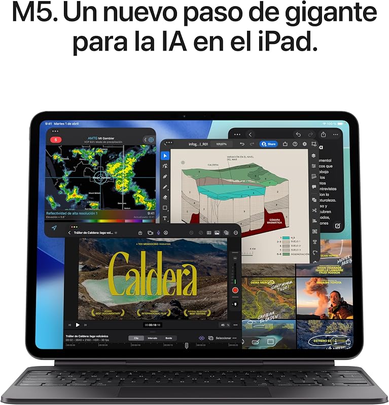 iPad Pro de 11″ (M5): Pantalla Ultra Retina XDR, Vidrio nanotexturizado, cámara Frontal de 12 Mpx en Horizontal y cámara Trasera de 12 Mpx, Wi-Fi, 2TB — Plata