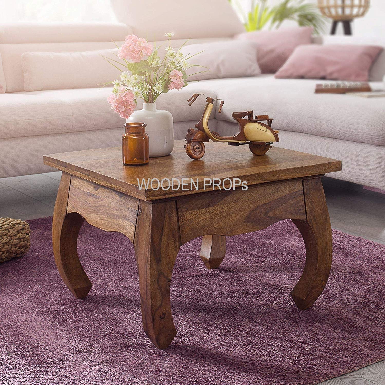 Woodenmood Jaipur Sheesham Wood Square Coffee Table 60 X 40 X 60 Cm Amazon In Furniture