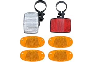 Qancekoo 6 PCS Bike Reflectors, Front and Rear Reflector Bracket Bicycle Wheel Spoke Reflector Accessories for Handlebar and 