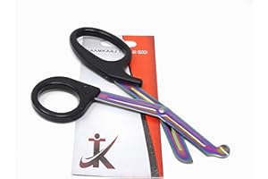 EMT Trauma Shears Scissors With Multi-Color Non-Stick Stainless Steel Blades Premium Quality 7.25" (Black Handle)