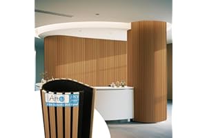Art3d Acoustic Wood Slat Wall Panel with Roll-Flat Design - 95.3 x 23.8 Inch Sound Absorbing Panels for Living Room Columns Corridor Curved Wall Decor, 2-Pack Teak