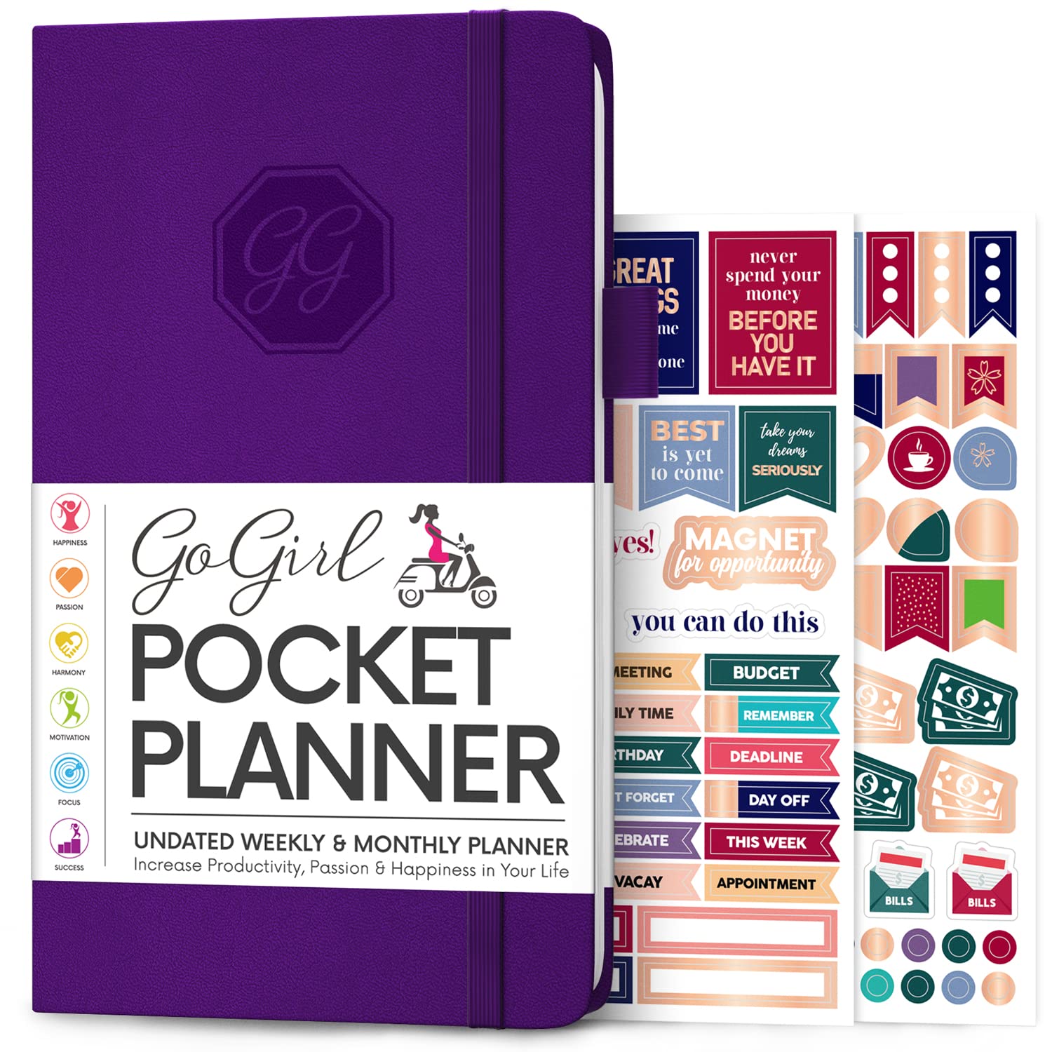 GoGirl Planner and Organizer for Women – Pocket Weekly Planner, Goals Journal & Agenda for Time Management & Productivity. Undated (Purple) — image 1