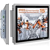 NORQIN 15" Fanless Industrial Panel PC, All-in-One Touchscreen Computer | IP65 10-Point Touch Capacitive Screen,1024&times;768HD Embedded Monitor,Windows 10 Pro,for Factory,Kiosk(i3-7th,8GB RAM 256GB SSD)