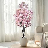 Celestdeco 6.56ft Tall Pink Artificial Cherry Blossom Trees, Realistic Flower with Sturdy Plastic Pot, Fake Cherry Blossom Tree for Home Office Indoor Outdoor Party Wedding Christmas Decor