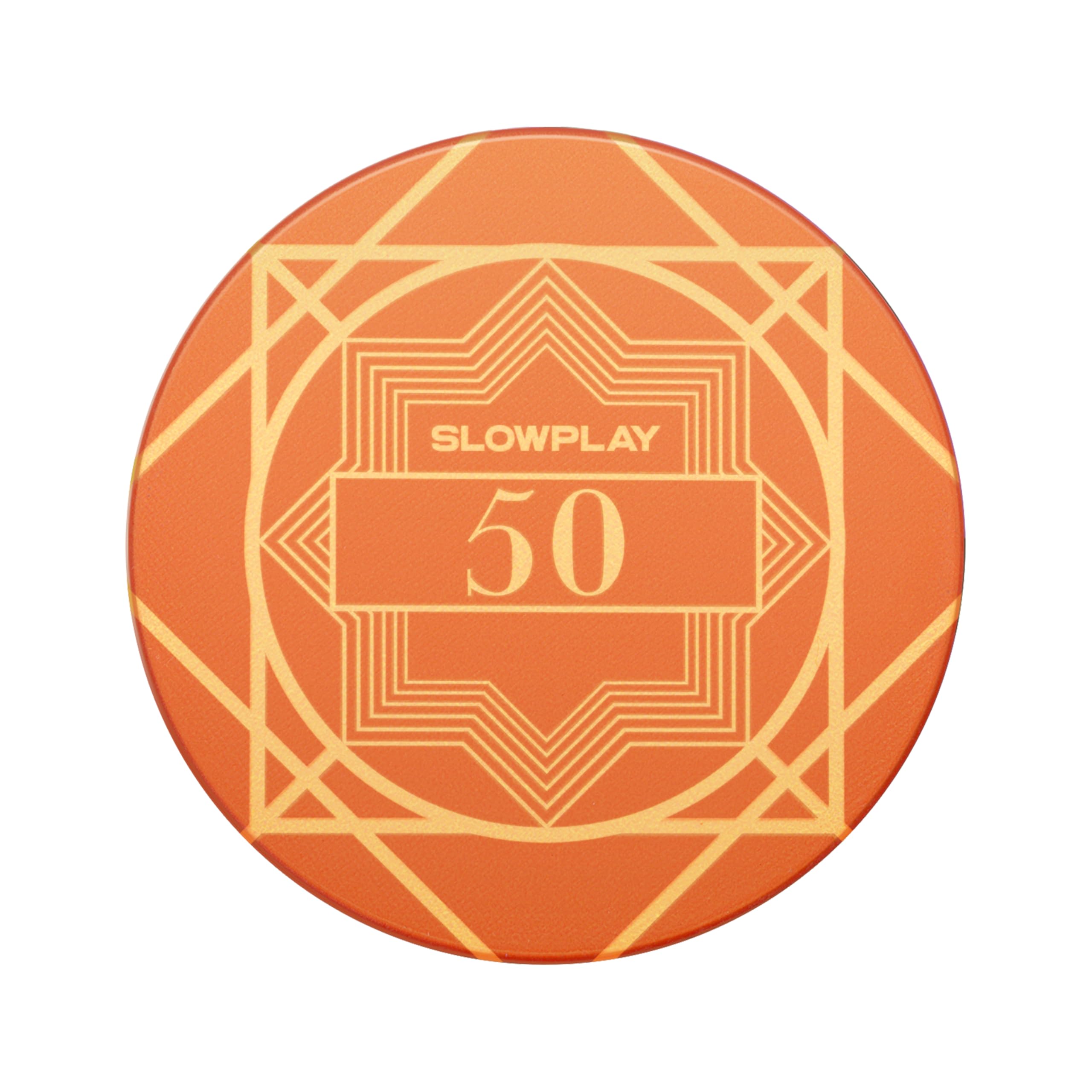 SLOWPLAY Nash Ceramic Poker Chips in Bulk, Casino Grade Ceramic 10-Gram Poker Chip for Texas Hold'em, 39mm Professional Chips Pack of 50 with Denomination of 50