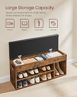 VASAGLE Shoe Bench with Cushion 3 Compartments Rustic Brown LHS130B01 view 4