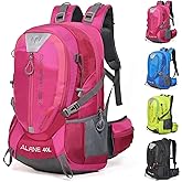 MIAZIB Hiking Backpack Camping 40L Outdoor Daypack Lightweight Travel Backpack with Rain Cover for Women Men (Pink)