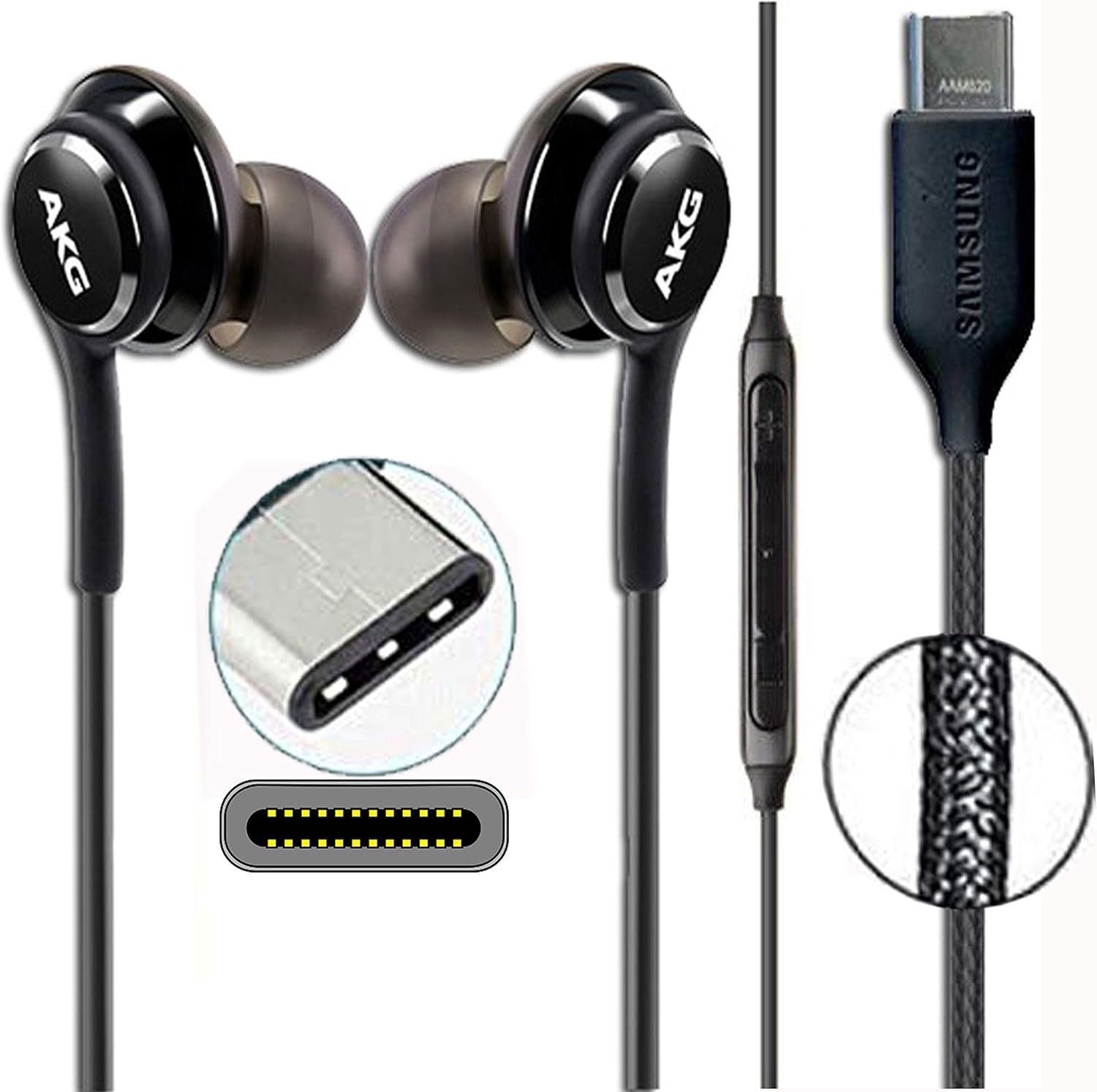 GLITZY GIZMOS Genuine Official Samsung AKG Earphones Headphones for Samsung Note 10 / Note 10+ Plus / S10 With Type C Connection & for All Other Type C Devices GH59-15198A (BULK PACKAGING)