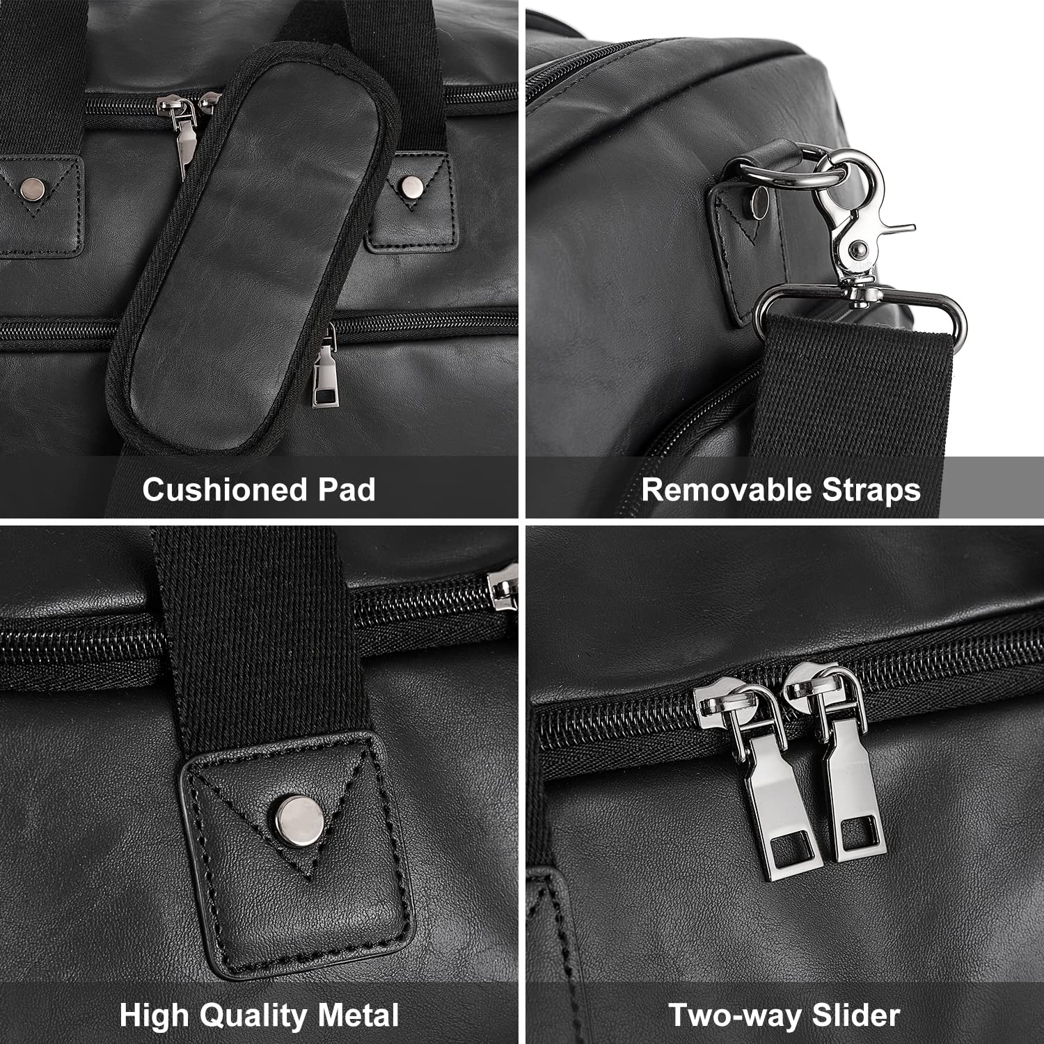 Travel Bag with Shoe Pouch,Weekender Overnight Bag Leather Large Carry On Bag