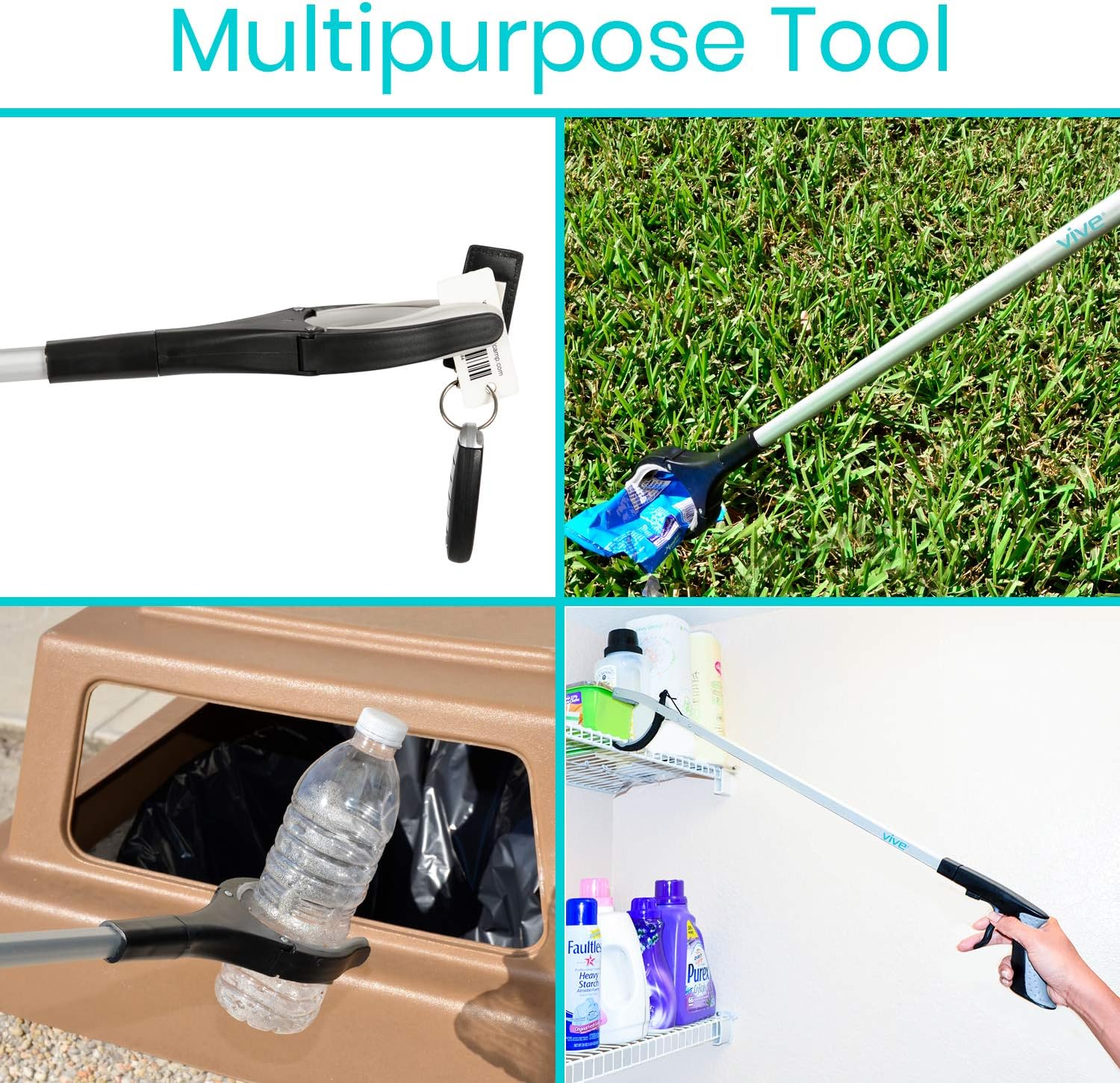 Vive Reacher Grabber 32" - Extra Long Mobility Aid - Rotating Hand, Heavy Duty Grip Arm - Reaching Assist Tool for Trash Pickup, Litter Picker, Garden Nabber, Disabled, Handicap Arm: Health & Personal Care